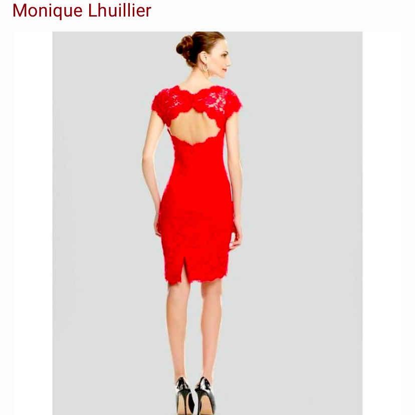 Monique Lhuillier Red Lace Dress